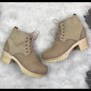No. 6 Landar shearling clog lace up boots
